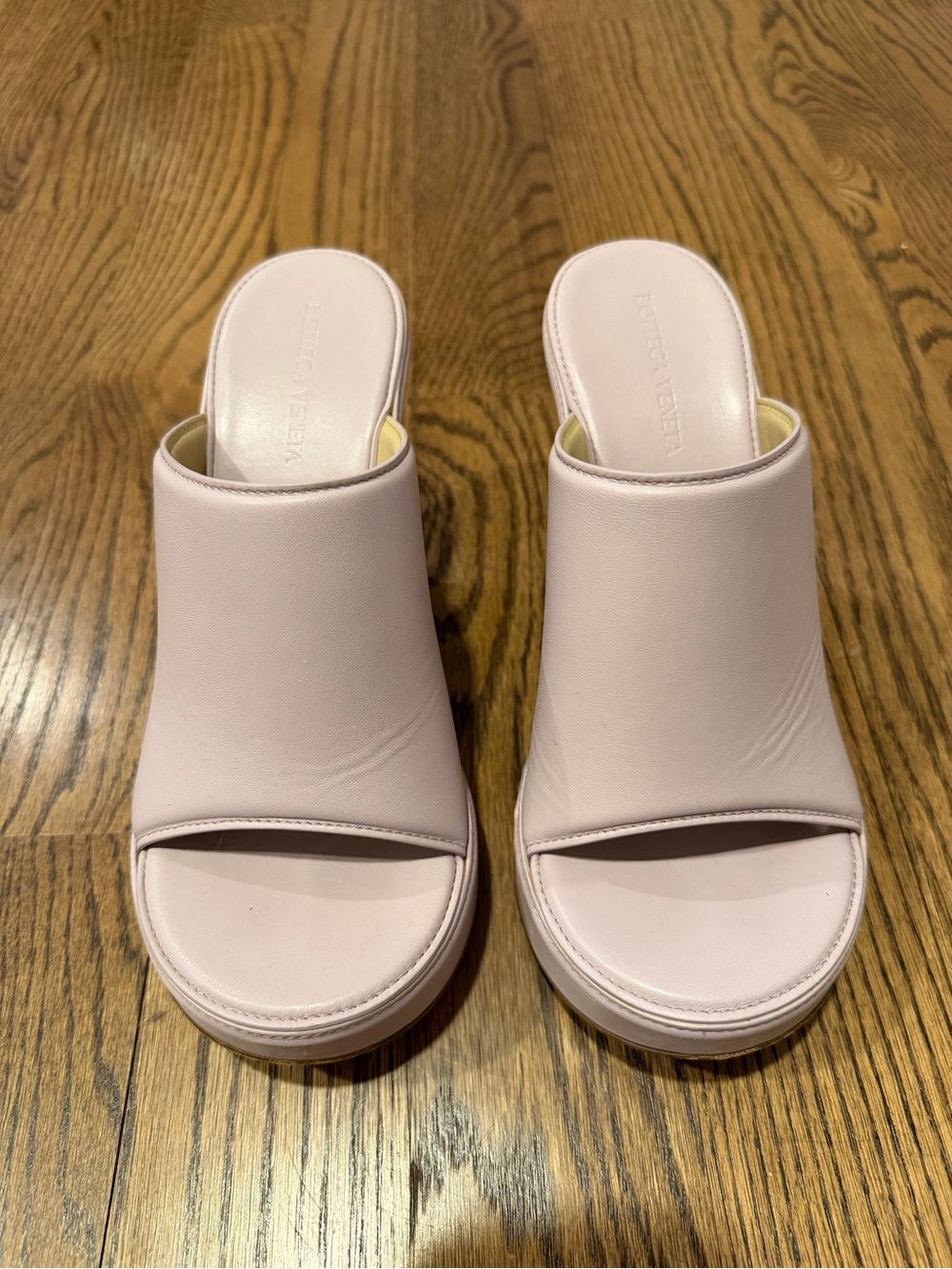 Bottega Veneta Pale Pink Open-Toe Slide Mules